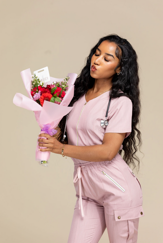 NEW Heavenly: Pink Scrub Top